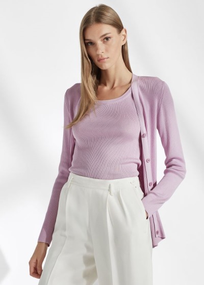 Women's Ralph Lauren Rib-Knit Silk Cardigan | 219685XYV